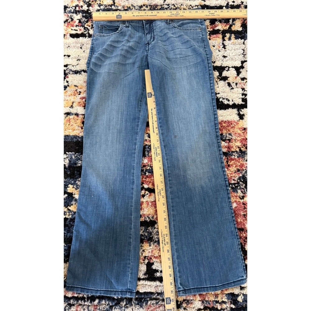 Rock 47 by Wrangler Womens Ultra Low Rise Bootcut Jeans Blue Embroidered 33x31 - Picture 6 of 9